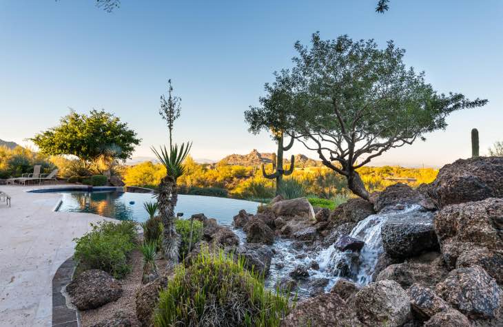 Stunning View Of Our Pool, Jacuzzi And Rock Waterfall At The Hope House Scottsdale Rehab