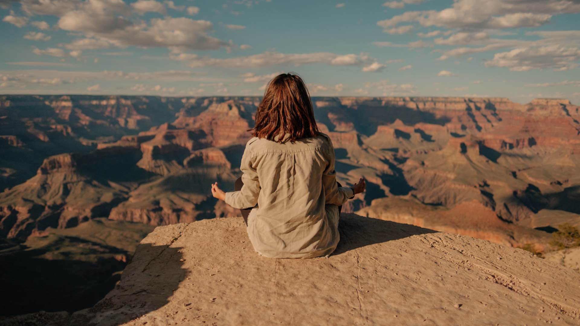 Woman Practicing Mindfulness And Addiction Recovery On Sandy Mountain Top