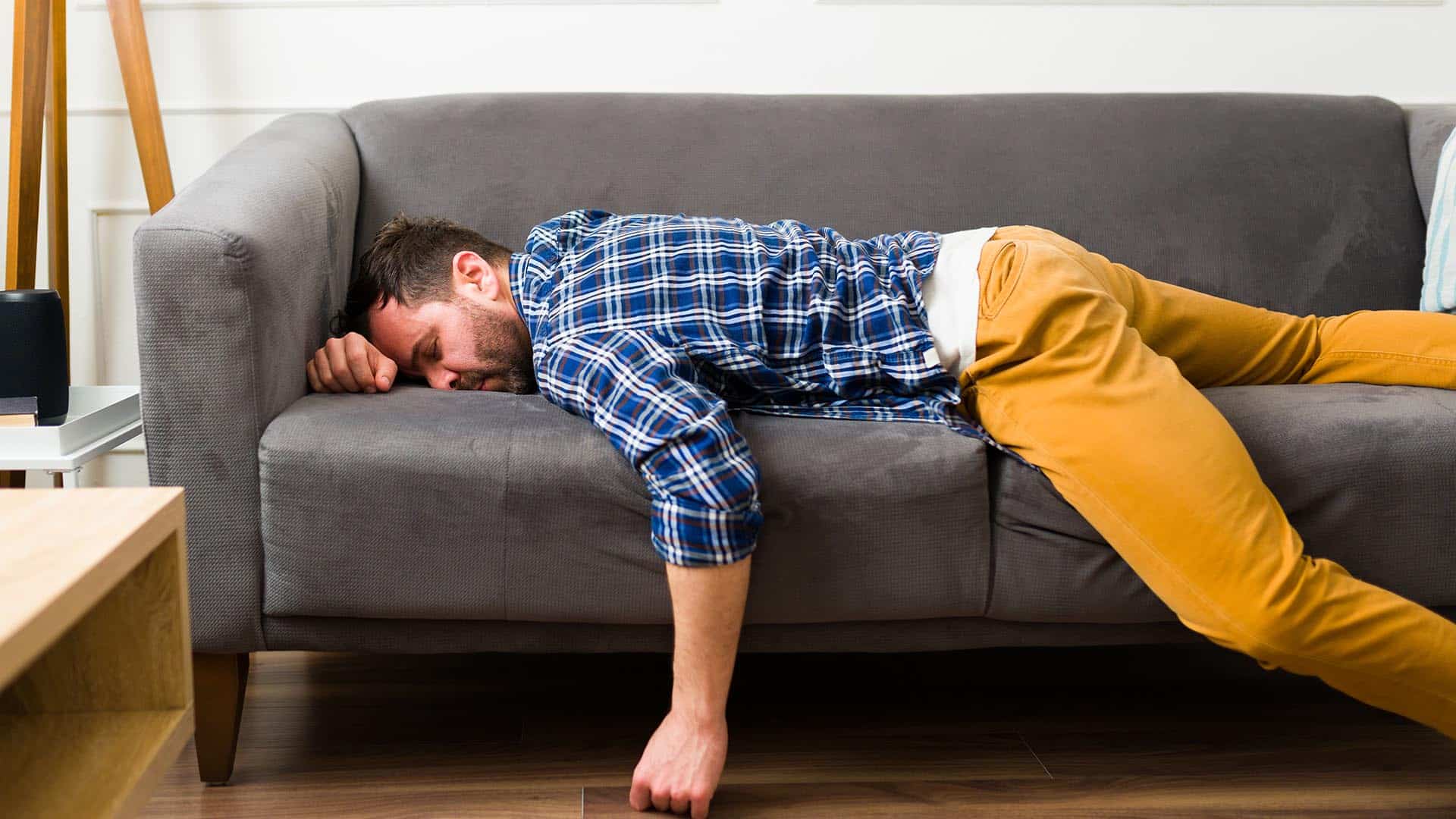 man unconscious in his couch